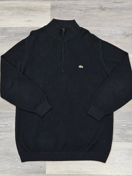 Lacoste Men’s Black Mock Neck Half Zip Sweater Size 7 XL - Picture 1 of 7
